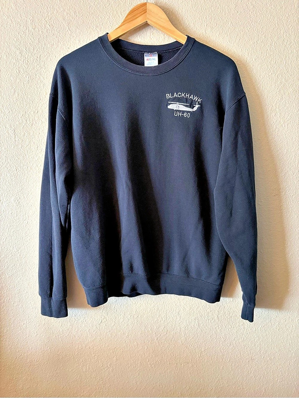 Vintage 90s Jerzees Blackhawk UH-60 Military Helicopter Sweatshirt Crewneck M